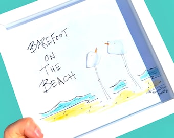 Barefoot On The Beach - Sea Glass Art, Coastal Vacation Gift, Beach House Decor