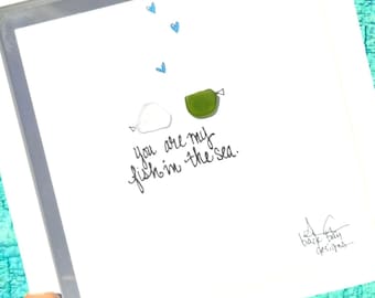 Sea Glass Fish Art – Romantic Wedding Gift, Coastal Decor