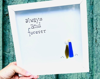 Always and Forever Couple - Wedding Sea Glass Art,  Anniversary Gift, Romantic Island Honeymoon original