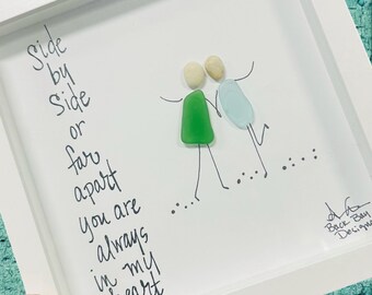 Sea Glass Art – Long Distance Friendship Gift, Family Bond Reminder
