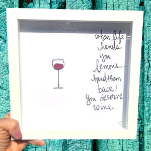Funny Affirmation Sea Glass Art, "Lemon Wine" Bar Decor, Original by BBD