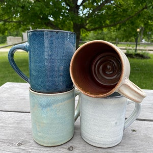 Rustic straight-sided stoneware mug ~14 oz.