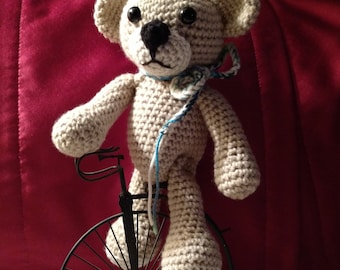 Bear Teddy , beige,  crocheted stuffed animal toy plushy