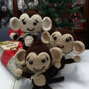 Monkey, crocheted soft stuffed animal plushy toy