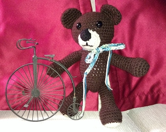 Teddy Bear,  Brown, crocheted stuffed animal toy plushy