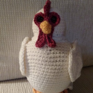 Cluckie the chicken, crocheted soft plushy stuffed animal  toy