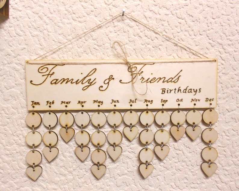 Wood Birthday Anniversary Reminder Board Birch ply plaque Sign Family /& Friends