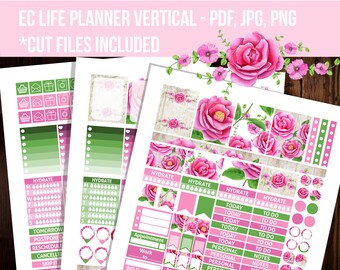 Druckbare Erin Condren Planner Aufkleber, Wochen-Kit, geschnittene Dateien, Florale Aufkleber, druckbares Aufkleber-Kit, Sofortiger download-STV003