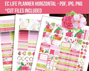 Weekly kit printable stickers, Erin Condren horizontal planner stickers, Decorative stickers, Full box stickers - STC037