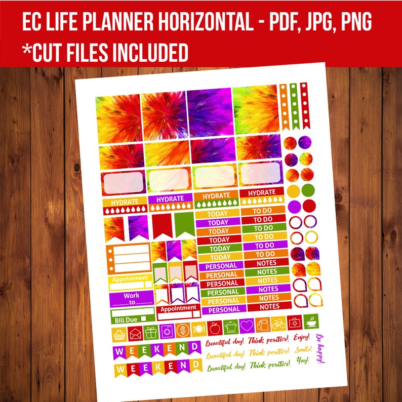 Rainbow Printable Stickers, Erin Condren Horizontal Planner Stickers ...
