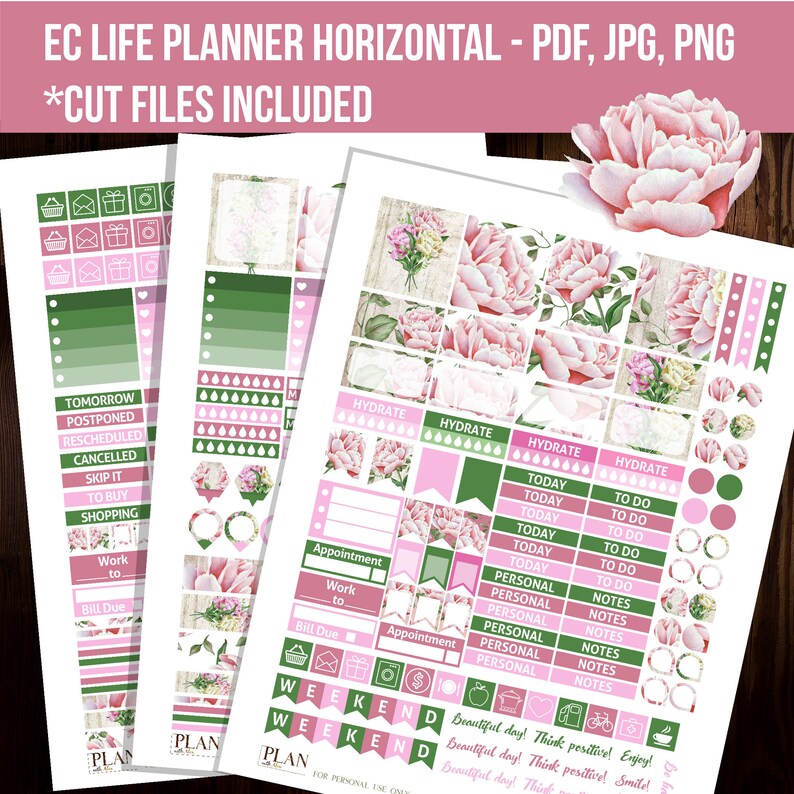 Printable Erin Condren planner stickers Weekly kit Cut Etsy