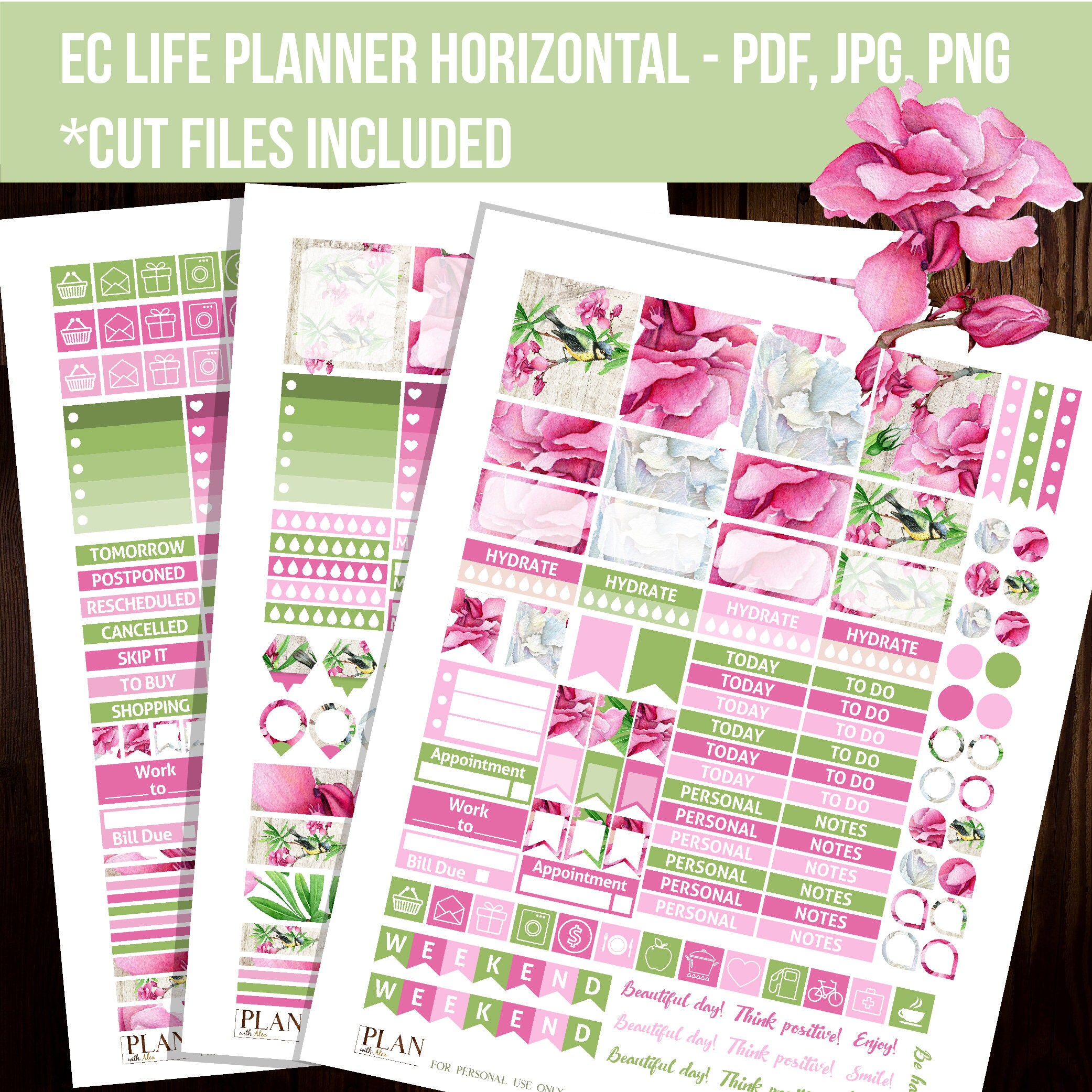 Printable Erin Condren Planner Stickers Oleander Floral - Etsy
