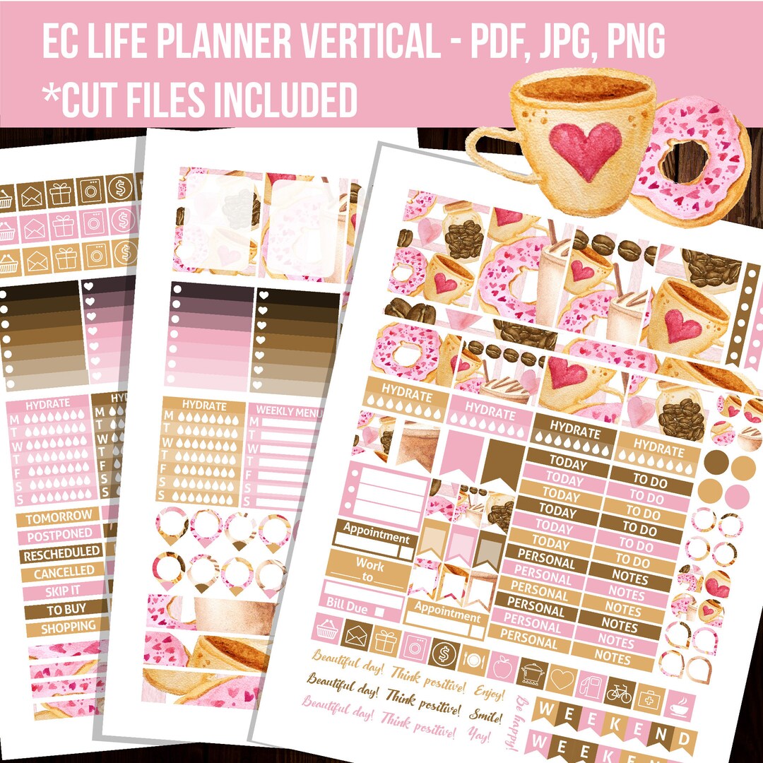 Coffee Stickers Erin Condren Vertical Planner Stickers - Etsy