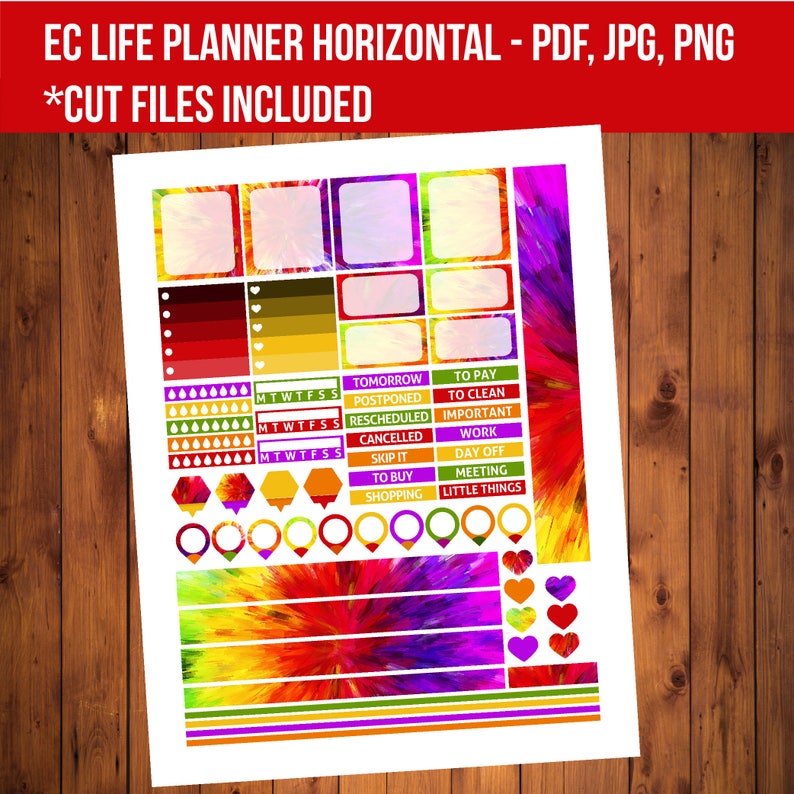 Rainbow Printable Stickers, Erin Condren Horizontal Planner Stickers ...
