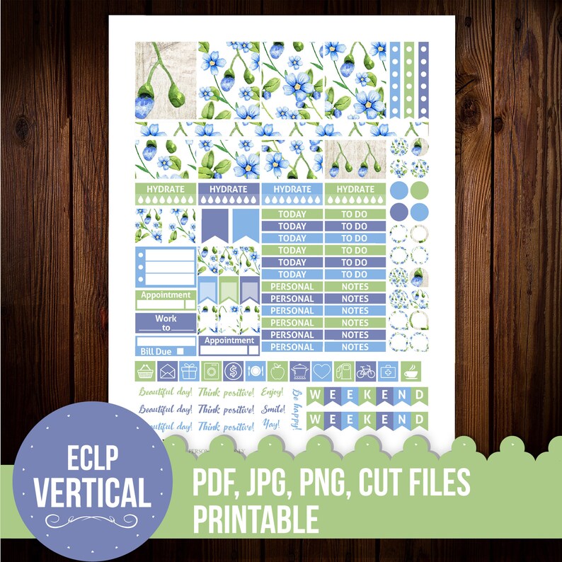 Printable Erin Condren Planner Stickers, Weekly Kit, Cut Files, Floral ...