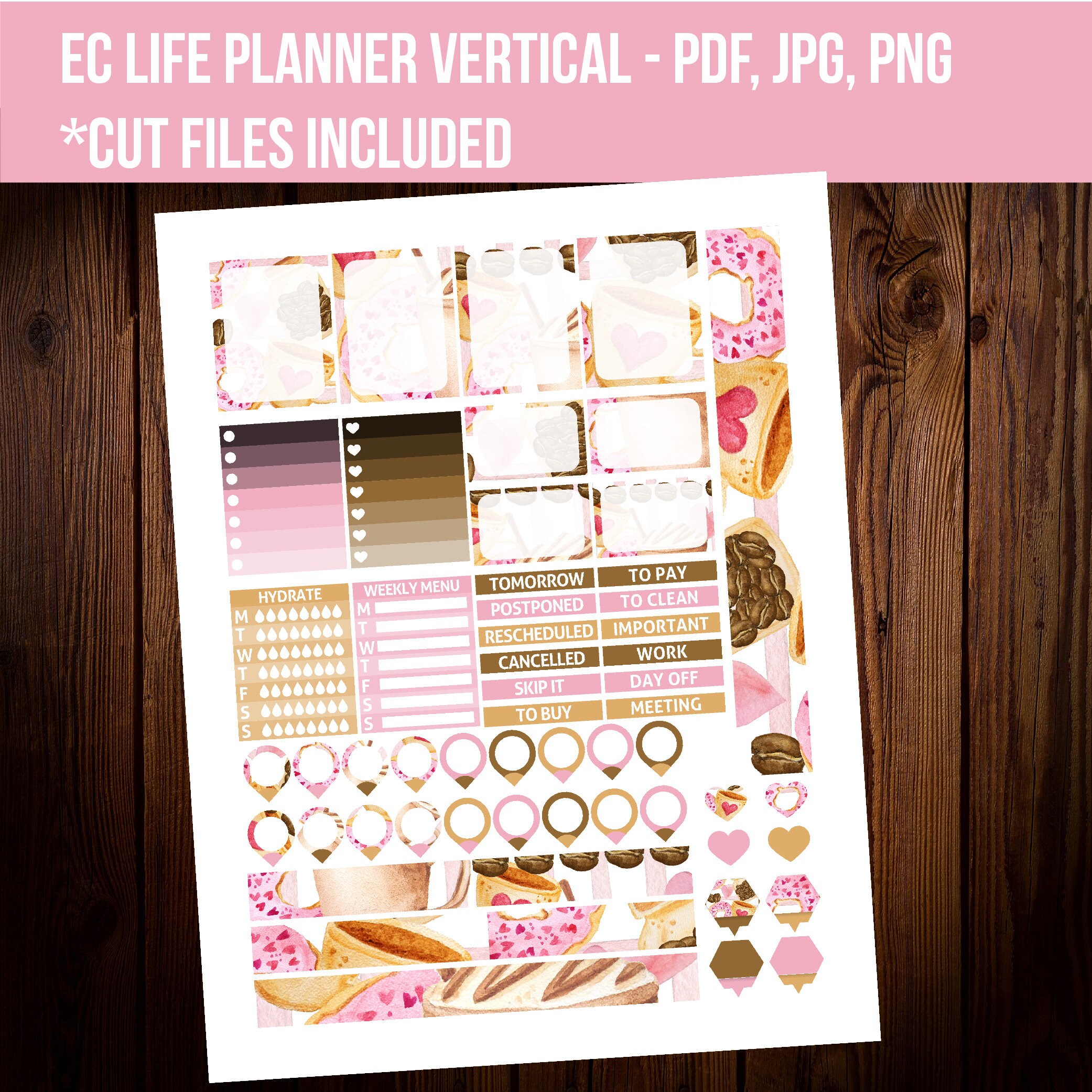 Coffee Stickers Erin Condren Vertical Planner Stickers | Etsy