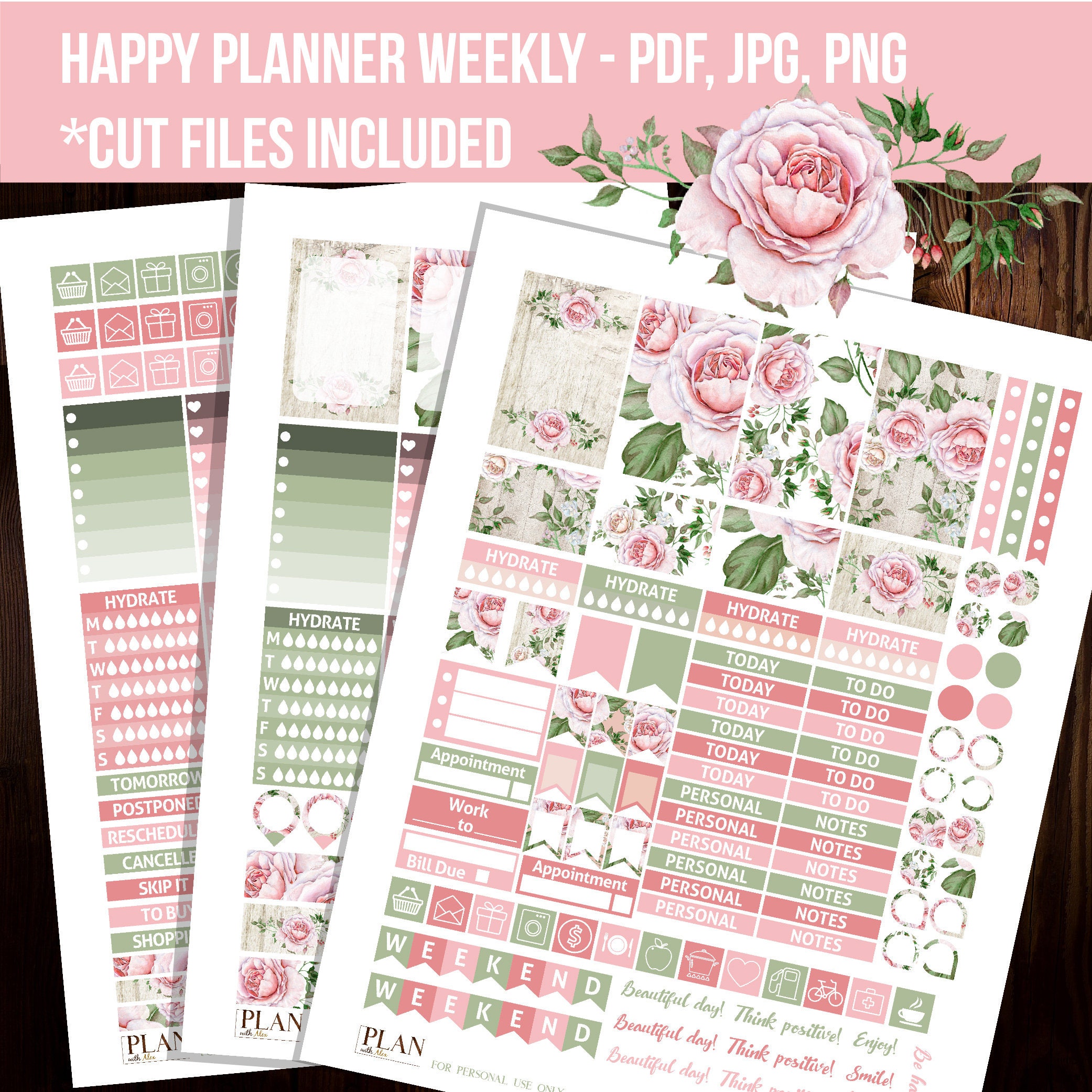 April Stickers Weekly Happy Planner Stickers Floral Weekly - Etsy