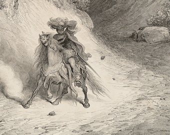 1868 The Lion and the Gnat - Original woodcut from Fables de La Fontaine