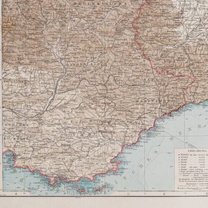 Landkarte der Westalpen / Farbkarte / Original / Deutscher Weltatlas 1896 / groß / 11 x 44,5 cm