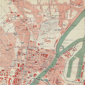 Map of Szczecin, Poland - Original color lithography from Meyers Lexikon 1897