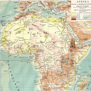 Map of Africa - Original color lithography from Meyers Lexikon 1897