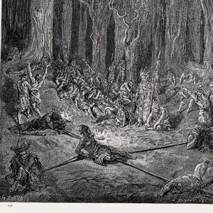 1870 Chactas a captive: Original engraving from &quot;The Dore Gallery&quot; Edmund Ollier