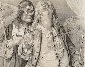1868 The Doctors - Original woodcut from Fables de La Fontaine