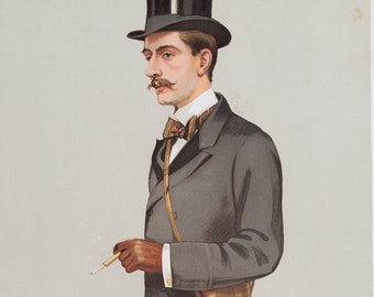 1895 - Albert Frederick Calvert, author, traveller and mining engineer - Original print caricature from "Vanity Fair"