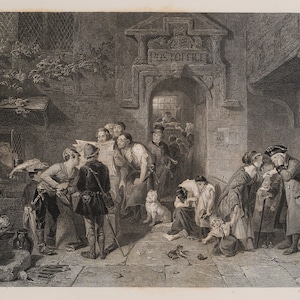El correo postal - RARO Placa original del libro "Les Chefs-D'Oeuvre de la Gravure" 1863