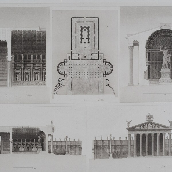 Trajan  Forum in Rome, Italy - EXQUISITE Heliogravure . ca1900 .  17.75 in x 12.5 in (Crown Folio)