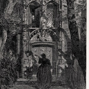 1870 Don Quixote the mock serenade - Original engraving from &quot;The Dore Gallery&quot; Edmund Ollier