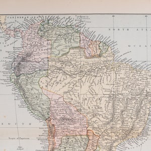 ORIGINAL Print RARE / South America Antique Map - 19th century