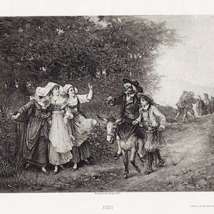 The Miller, his Son and the Ass - Engraving form Character Sketches of Romance, Fiction and the Drama - Selmar Hess 1892