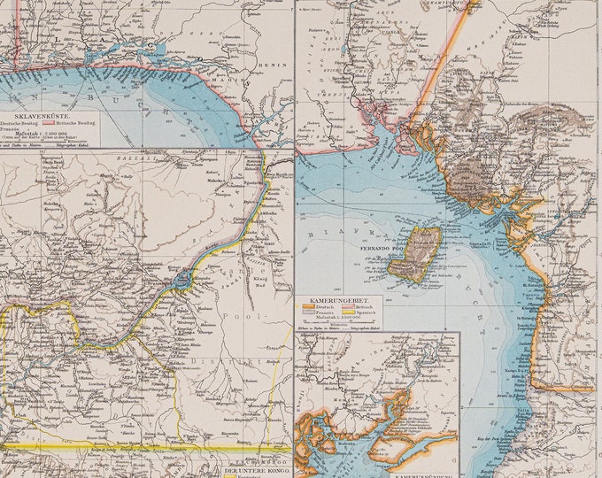 Map of Old West Africa Colonies / Color Map / Original / German World ...