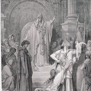 The Judgement of Solomon engraving by Gustave Doré - Original engraving from &quot;The Dore Gallery&quot; Edmund Ollier 1870