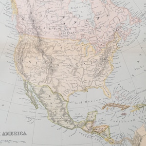 ORIGINAL Print RARE / North America Antique Map - 19th century