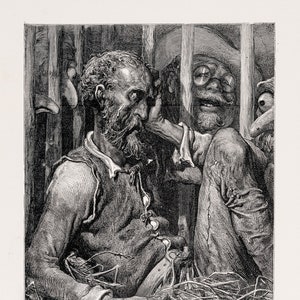 1870 The enchantment of Don Quixote - Original engraving from &quot;The Dore Gallery&quot; Edmund Ollier