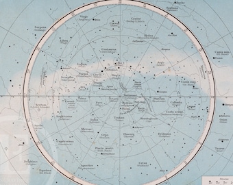 The Southern Hemisphere . Constellations and Stars . Original Print - Astronomy Original Plate 1896