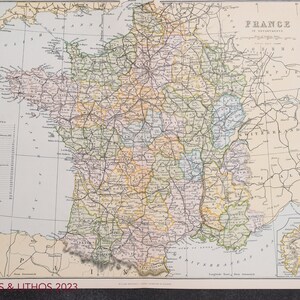 Gravure ORIGINALE RARE / France en départements Carte ancienne - XIXe siècle