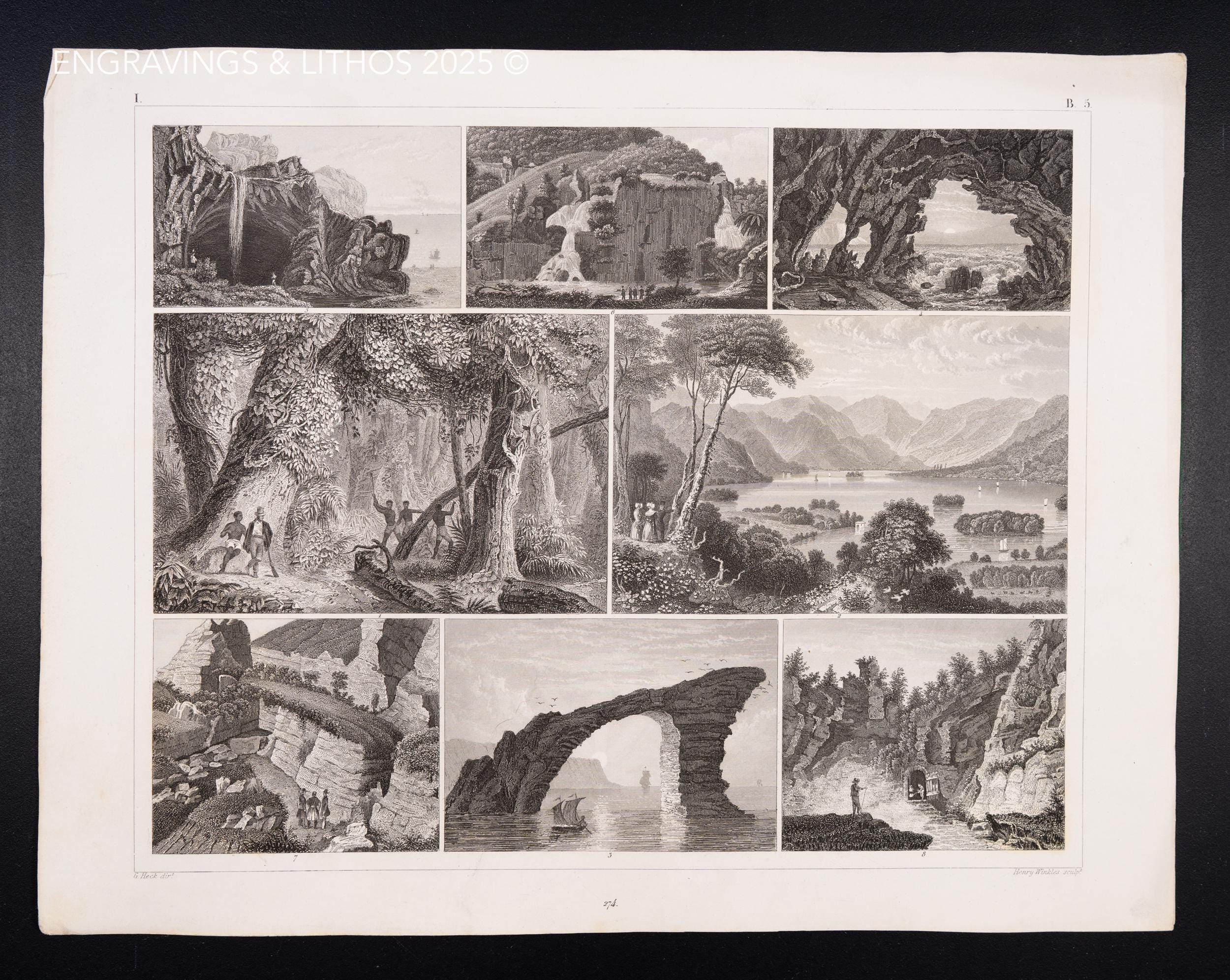 German Rocks Poster 1849 NATURAL ROCKS ARCHES and Landscapes – Antique Engraving – Original ...