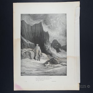 1889 FINDUNG VON KÖNIG ARTHUR – Idyllen von Guinevere - Lithographie Illustration von Gustave Doré aus “Idyllen des Königs”