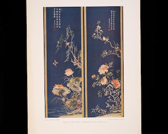 CHINESE SILK EMBROIDERY Panels - 18th Century Berlin Schlossmuseum  - 1928 Original - Dekorative Vorbilder - Vintage wall art print.