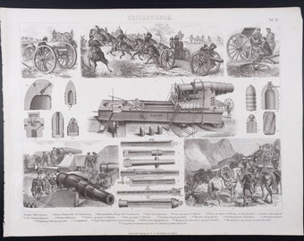 BARRACKS: CONSTRUCTION and OPERATION - Exquisite Cooper engraving print from 1870 -  13.75 x 10.5 in, Very rare!