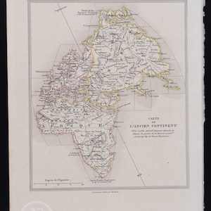 Africa and Europe - Old Continent Map / Authentic Steel engraving and hand-colored Ouvres de Buffon par M.A. Richard 1852.