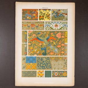 1898 Chinese Decorative Ornament – Anthologie de l’Ornement – Antique Chromolithograph
