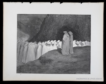 1880 CLOAKED HYPOCRITES – Original Print from "The Vision of Hell" by Dante Alighieri