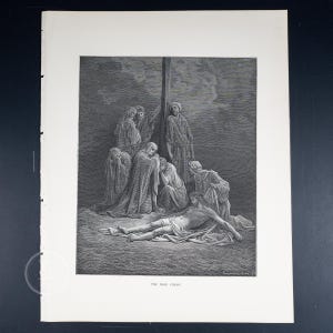 1870 THE DEAD CHRIST engraving by Gustave Doré - Original engraving from "The Dore Gallery" Ollier - 11x 14 inches!