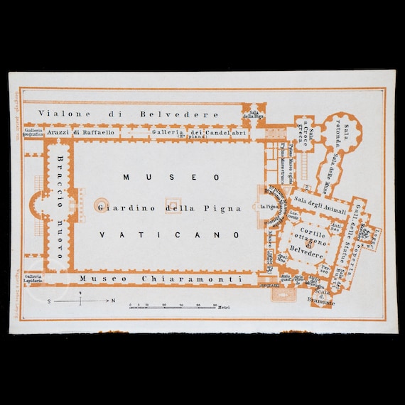 1893 Pinecone Courtyard Map - Vatican Museum Vintage Lithograph - Etsy