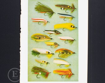 Fly Fishing Lures - Vintage print from 1966 - Streamer Fly Tying - gift for angler print