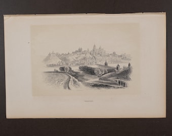 1851 - SALAMANCA, CASTILE and LEON, Spain - Original lithography / Spain by Cavaliere Pietro Giuria.